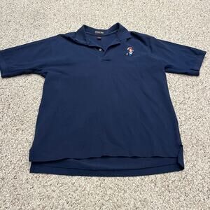 Speedy Alka Seltzer Vintage Polo Shirt Sz L Navy Blue Casual Preppy Office